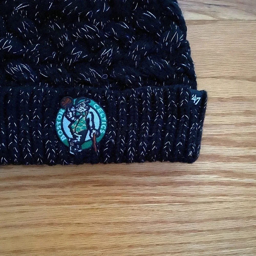 *CELTICS* Black x Metallic Knit Pom Beanie Hat
